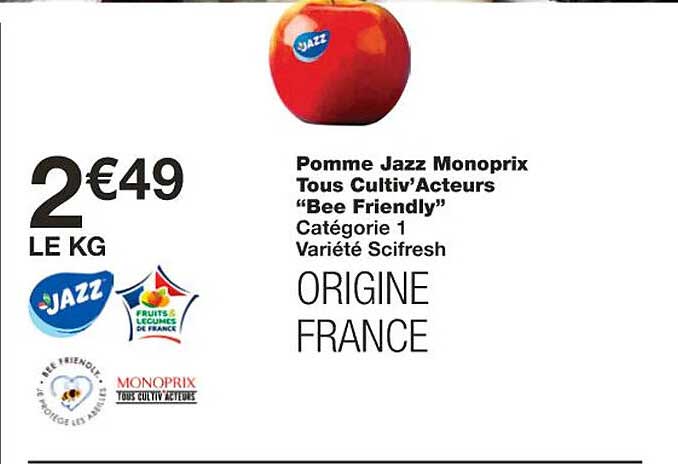pomme jazz monoprix tous cultiv'acteurs "bee friendly"