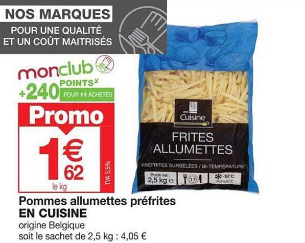 pommes allumettes préfrites en cuisine