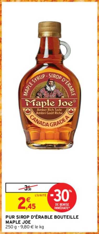 pur sirop d'érable bouteille maple joe