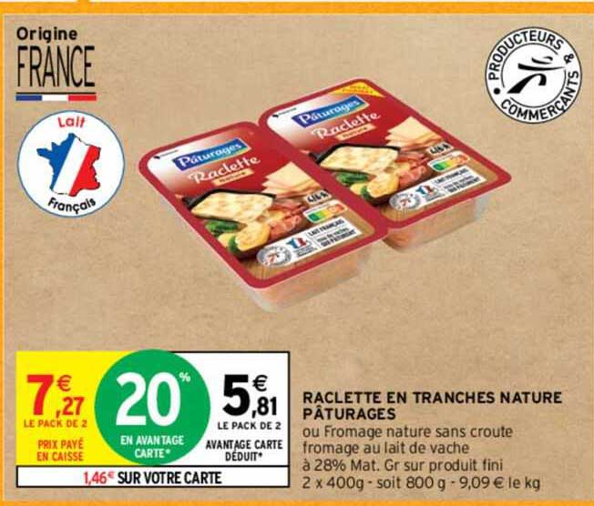 Raclette En Tranches Nature Pâturages