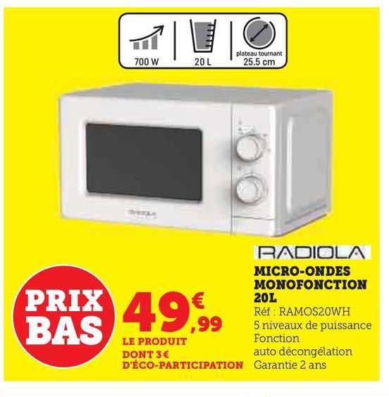 radiola micro-ondes monofonction 20l