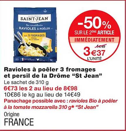 Ravioles à Poêler 3 Fromages Et Persil De La Drôme "st Jean"