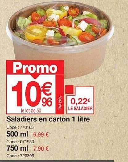 saladiers en carton 1 litre 500 ml, 750 ml
