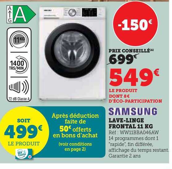 samsung lave-linge frontal 11 kg