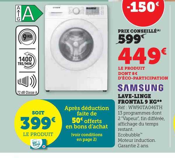 samsung lave-linge frontal 9 kg