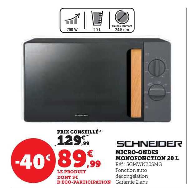 schneider micro-ondes monofonction 20 l