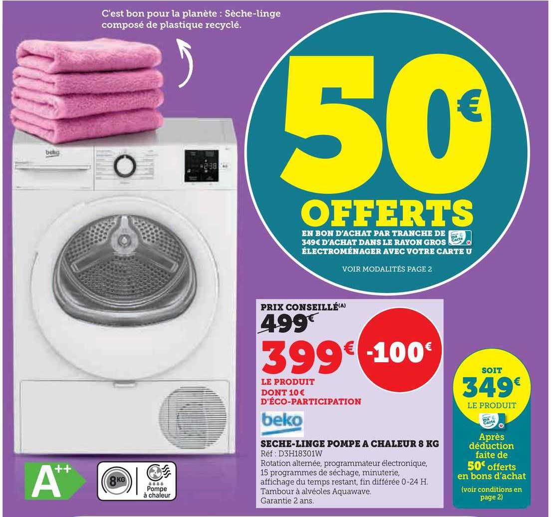 sèche-linge pompe à chaleur 8kg beko