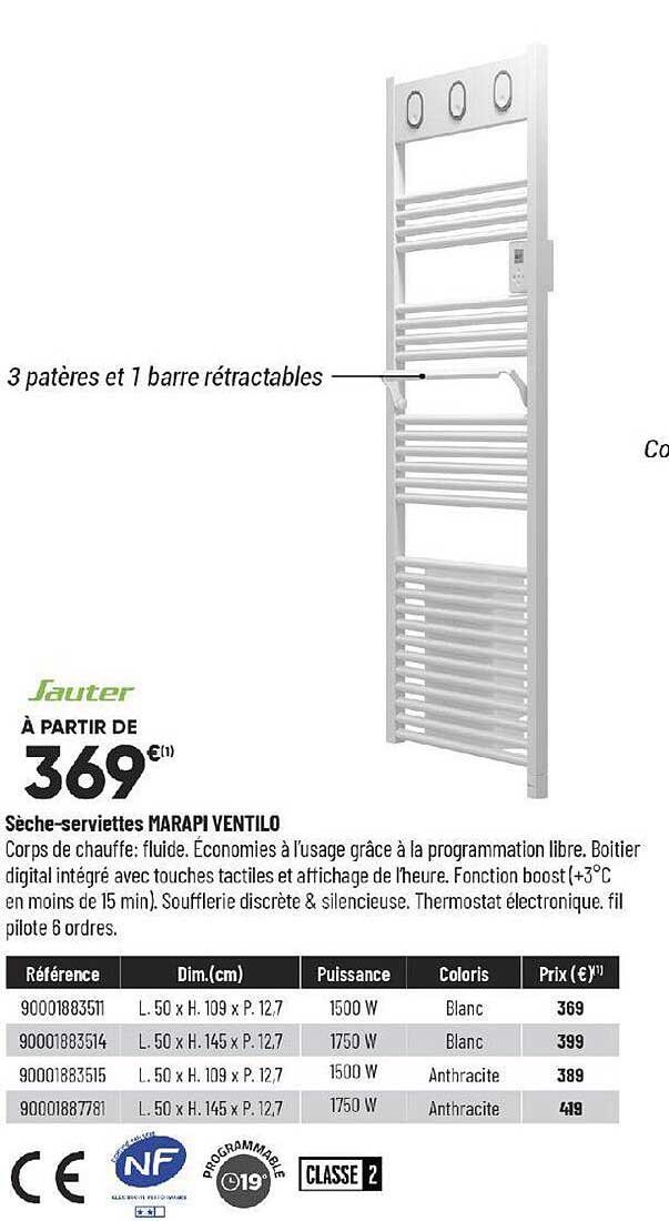 sèche-serviettes marapi ventilo sauter