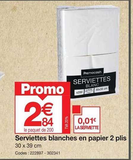 serviettes blanches en papier 2 plis