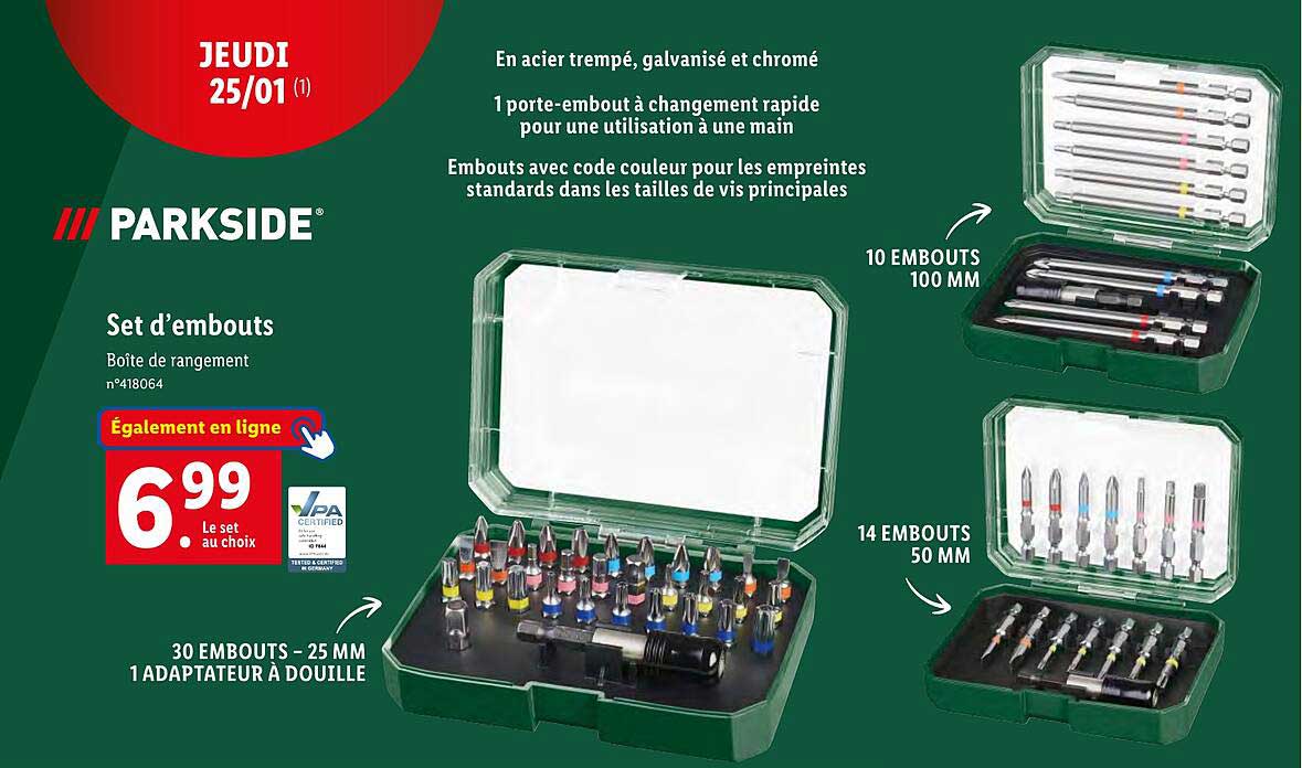 set d'embouts parkside