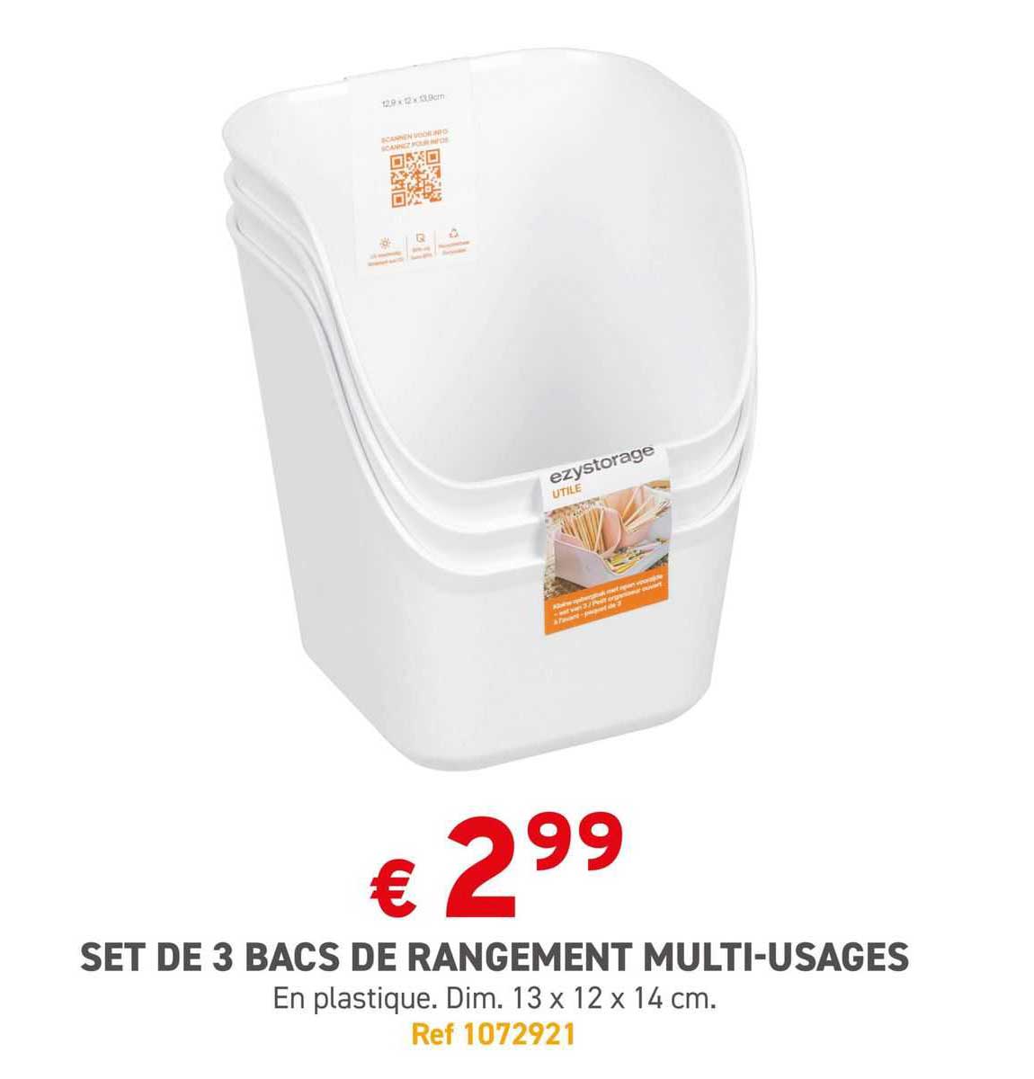 set de 3 bacs de rangement multi-usages