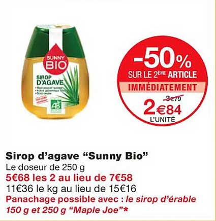 sirop d'agave "sunny bio"