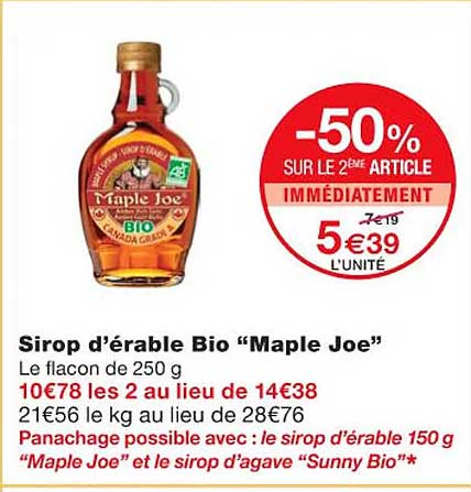 sirop d'érable bio "maple joe"