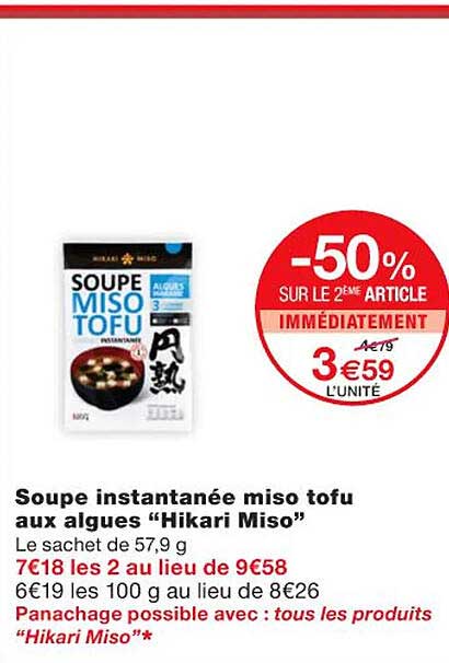 soupe instantanée miso tofu aux algues "hikari miso"