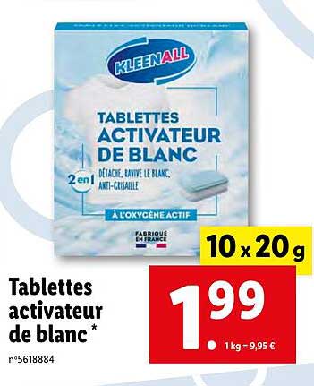 tablettes activateur de blanc kleenall