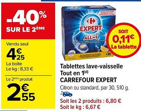 tablettes lave-vaisselle tout en 1 carrefour expert