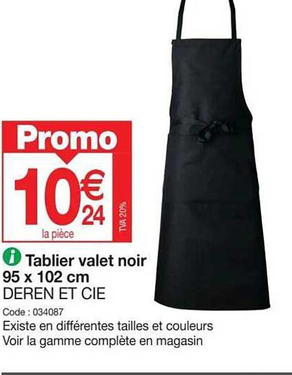 tablier valet noir 95  x 102 cm deren et cie