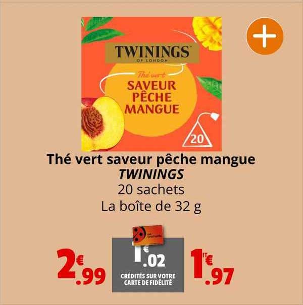 Thé Vert Saveur Pêche Mangue Twinings