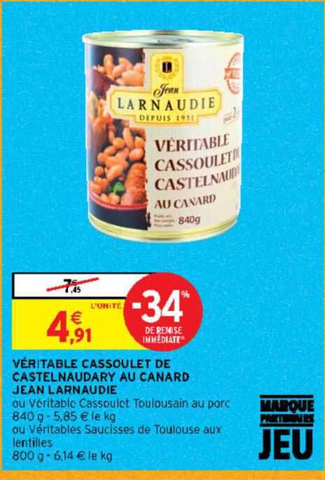 Véritable Cassoulet De Castelnaudary Au Canard Jean Larnaudie