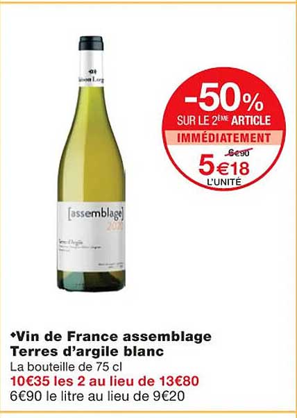 vin de france assemblage terres d'argile blanc