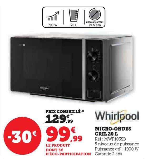 whirlpool micro-ondes gril 20 l
