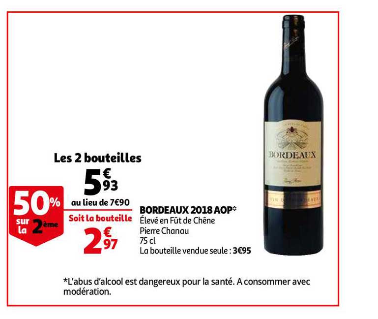 Bordeaux 2018 Aop élevé En Fût De Chêne Pierre Chanau -50% Sur Le 2ème