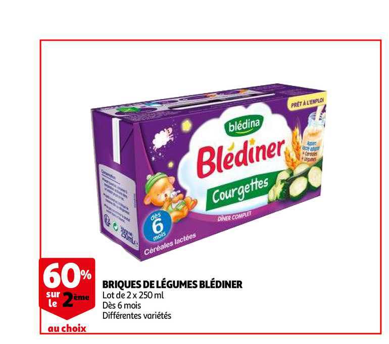 briques de légumes blédiner 60% sur le 2ème au choix