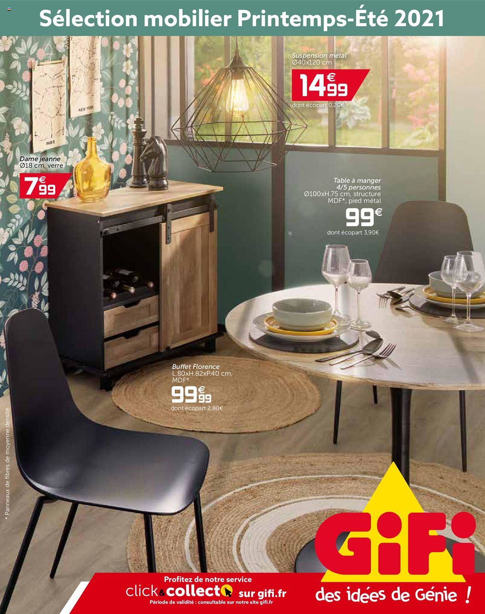 buffet florence, table à manger 4-5 personnes