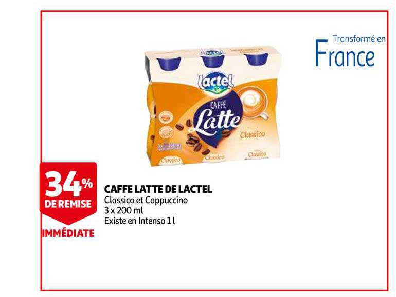 caffe latte de lactel 34% de remise immédiate