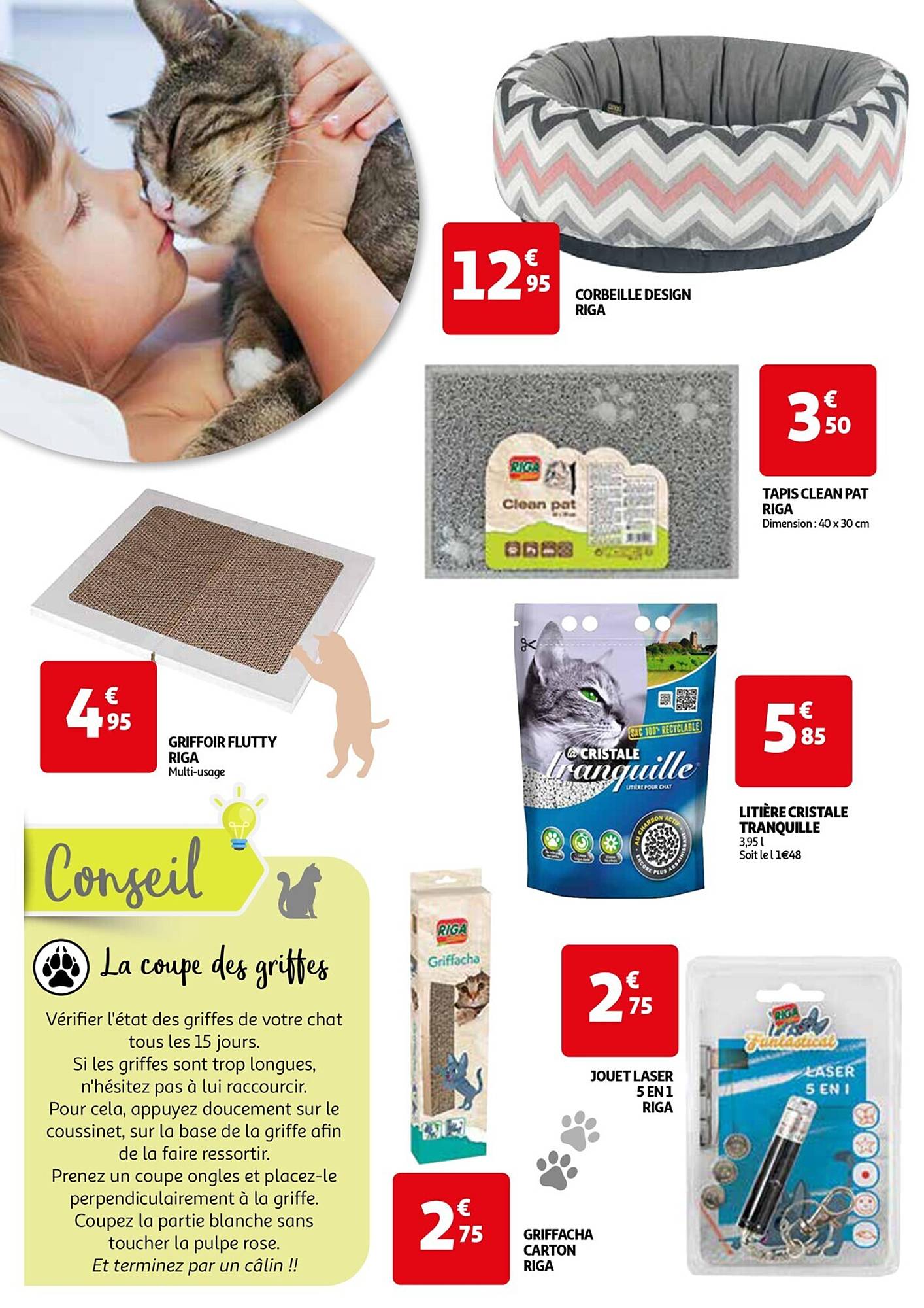 Corbeille Design Riga, Tapis Clean Pat Riga, Litière Cristal Tranquille, Jouet Laser 5 En 1 Riga, Griffacha Carton Riga