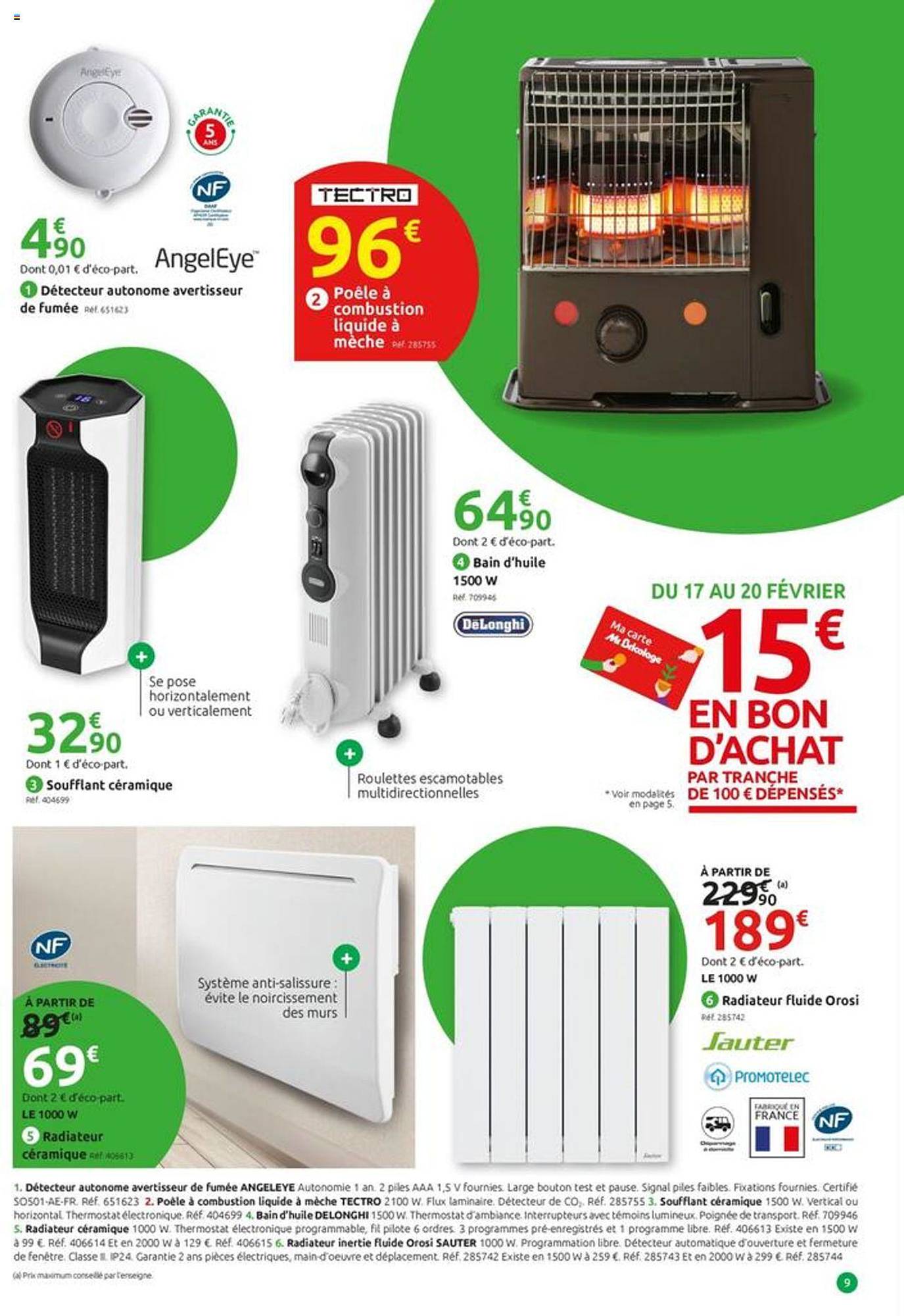 Détecteur Autonome Avertisseur De Fumée, Bain D'huile 1500 W , Soufflant Céramique, Radiateur Fluide Orosi