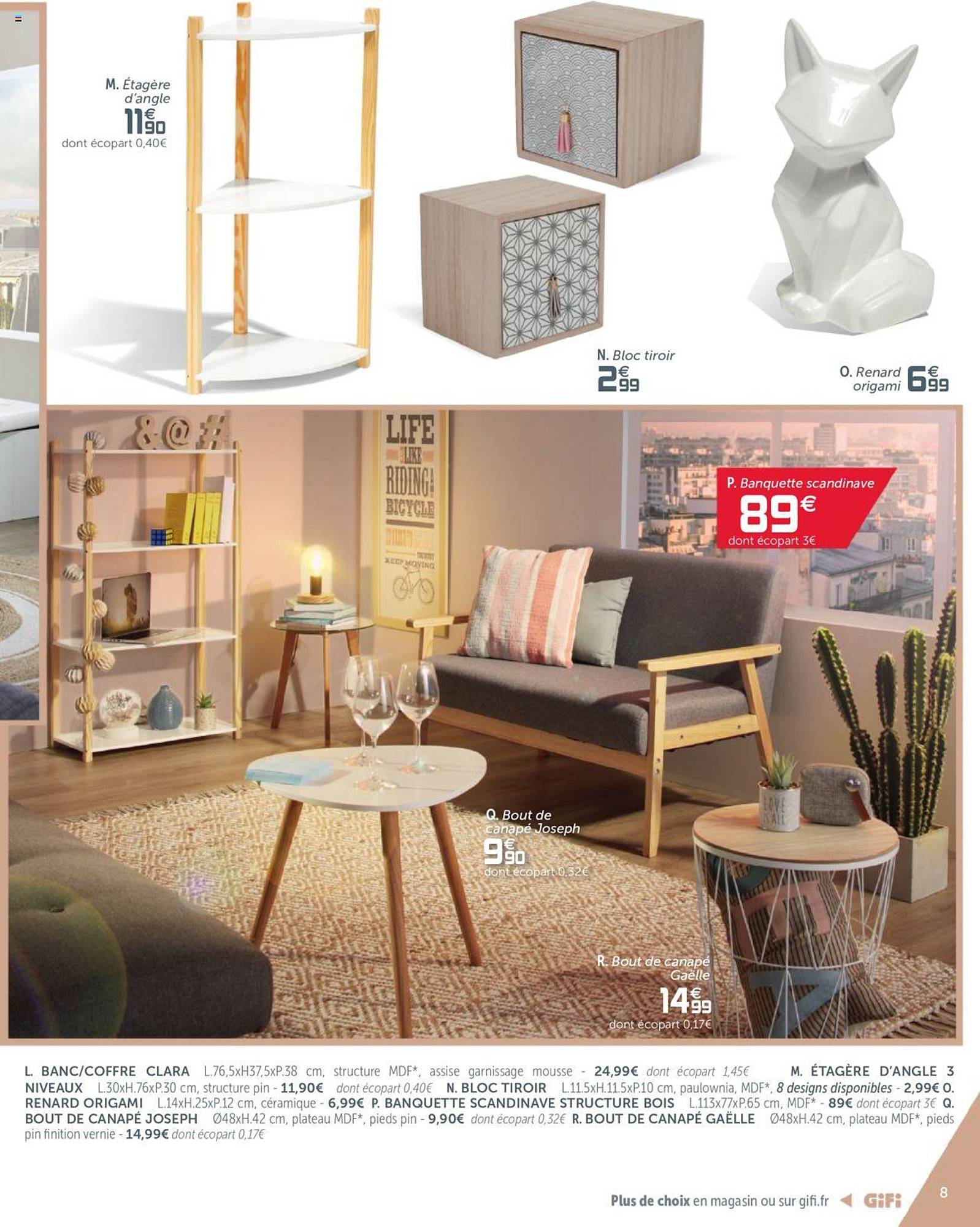 étagère d'angle, bloc tiroir, renard origami, bout de canapé joseph, bout de canapé gaëlle