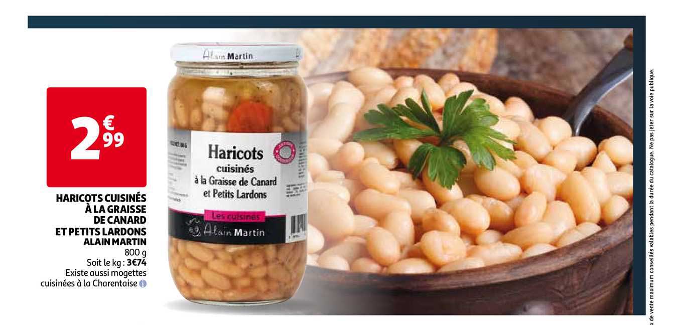 haricots cuisinés à la graisse de canard et petits lardons alain martin