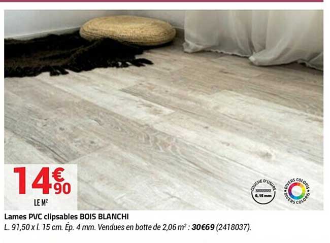 lames pvc clipsables bois blanchi