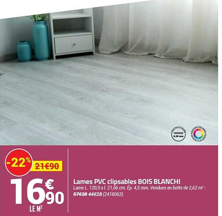 Lames Pvc Clipsables Bois Blanchi