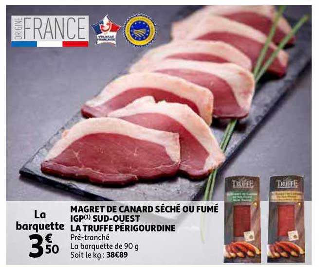 magret de canard séché ou fumé igp sud ouest la truffe périgourdine