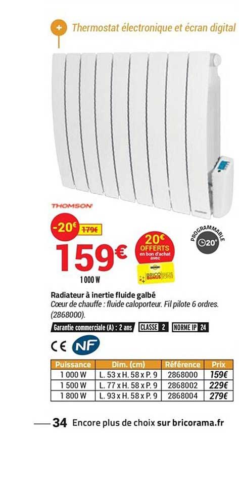 radiateur à inertie fluide galbé thomson