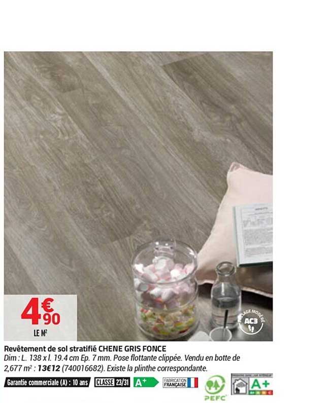 revêtement de sol stratifié chene gris fonce