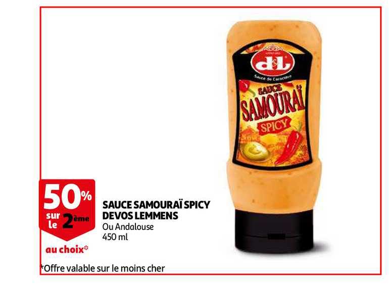 sauce samouraï spicy devos lemmens 50% sur le 2ème au choix