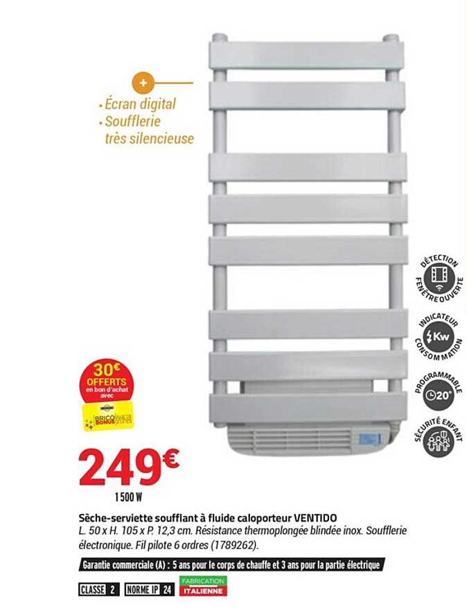 sèche serviette soufflant à fluide caloporteur ventido
