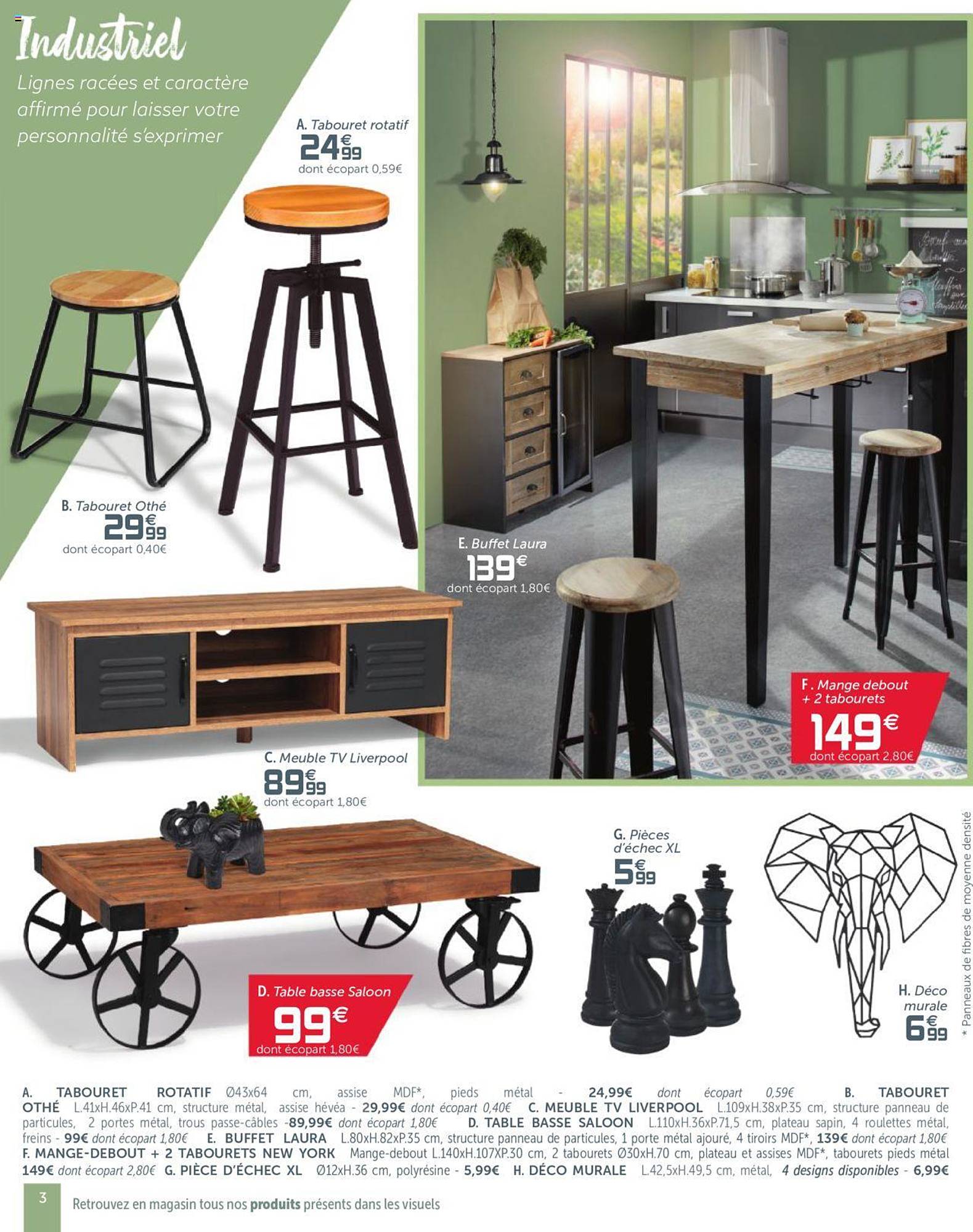 tabouret rotative, tabouret othé, meuble tv liverpool, buffet laura, pièces d'échec xl, déco murale