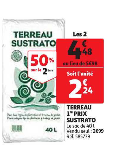 terreau 1er prix sustrato 50% sur le 2ème