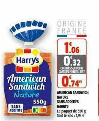 american sandwich nature sans additifs harry