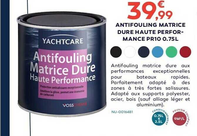 antifouling matrice dure haute performance pr10 0.75l yachtcare