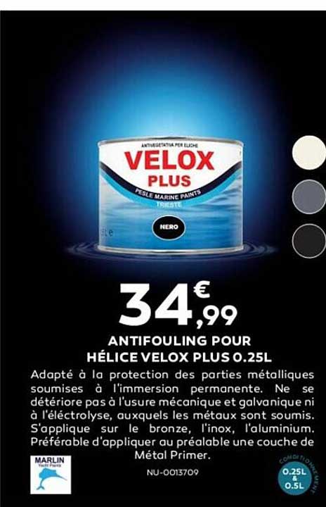antifouling pour hélice velox plus 0.25l