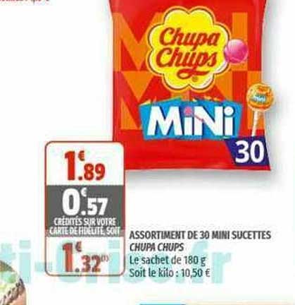 assortiment de 30 mini sucettes chupa chups