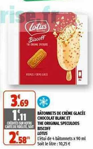 Bâtonnets De Crème Glacée Chocolat Blanc Et The Original Spéculoos Biscoff Lotus
