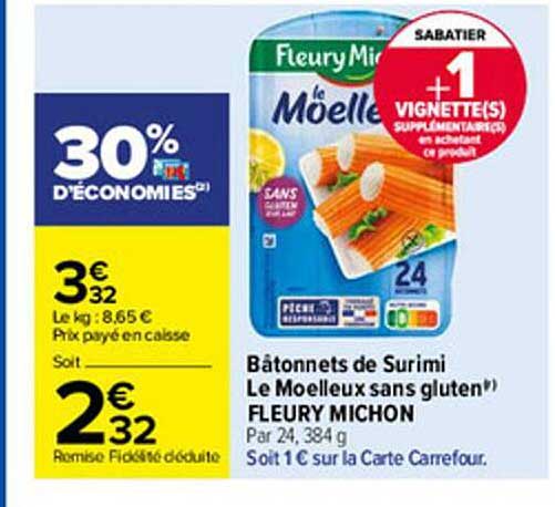 bâtonnets de surimi le moelleux sans gluten fleury michon