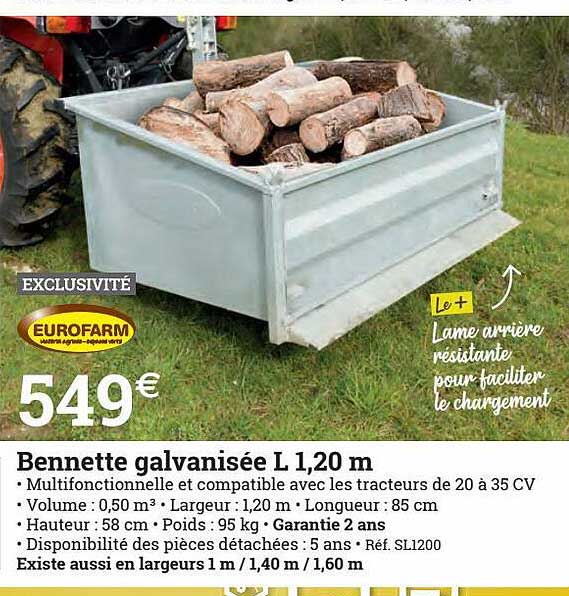 bennette galvanisée l 1,20 m eurofarm