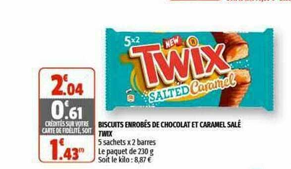 biscuits enrobés de chocolat et caramel salé twix